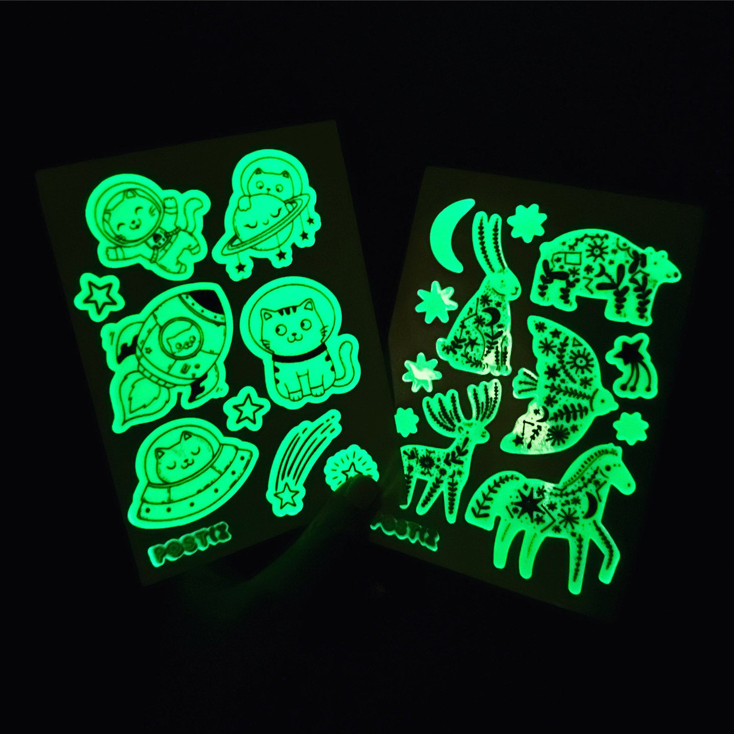 Glow-in-the-dark Astrocats Sticker Sheet