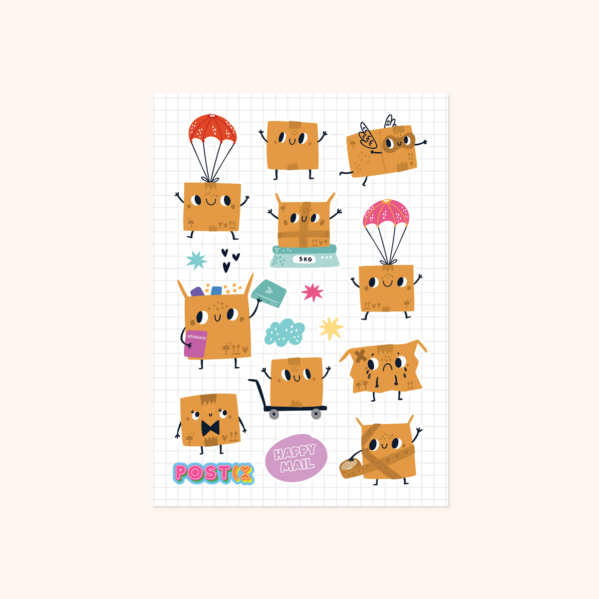 Happy Mail A6 Paper Sticker Sheet