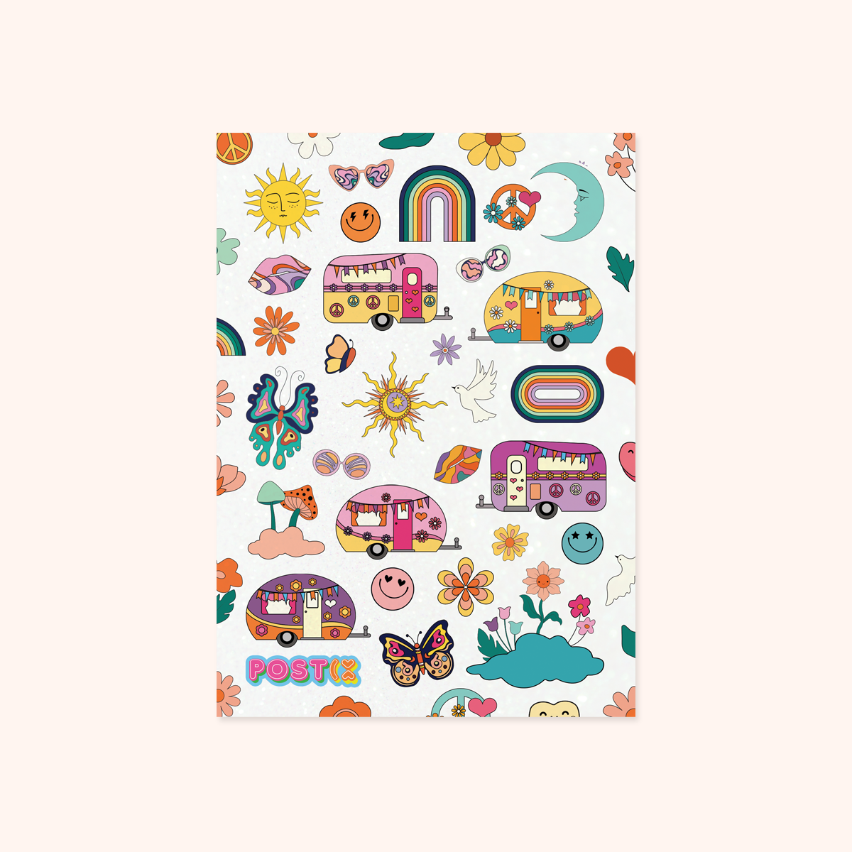 Hippy Trip A6 Glitter Sticker Sheet