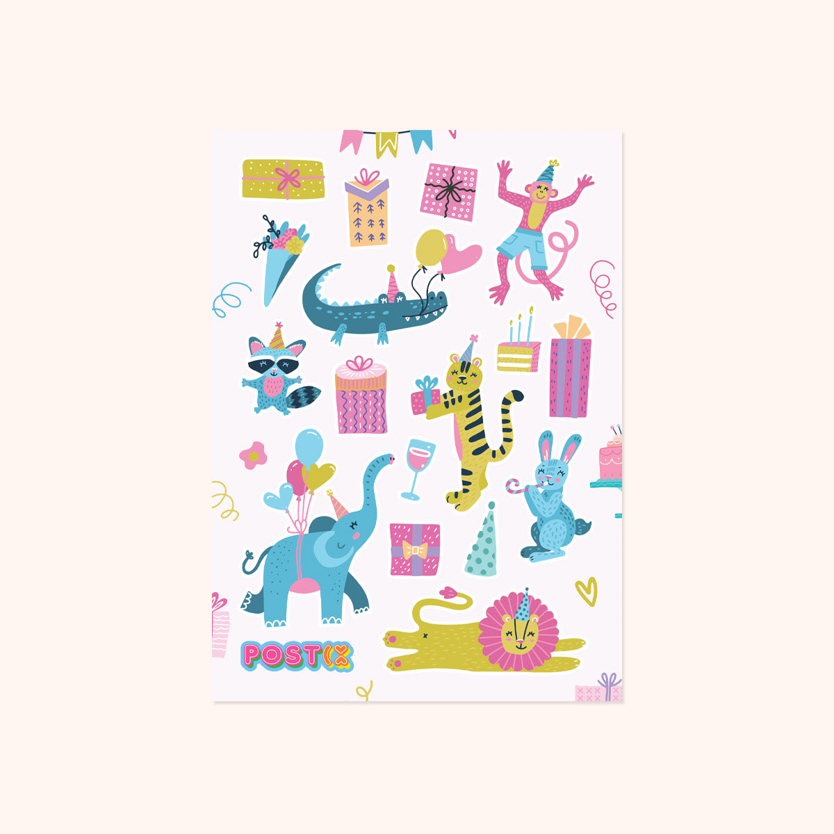 Wild Jungle Party A6 Sticker Sheet