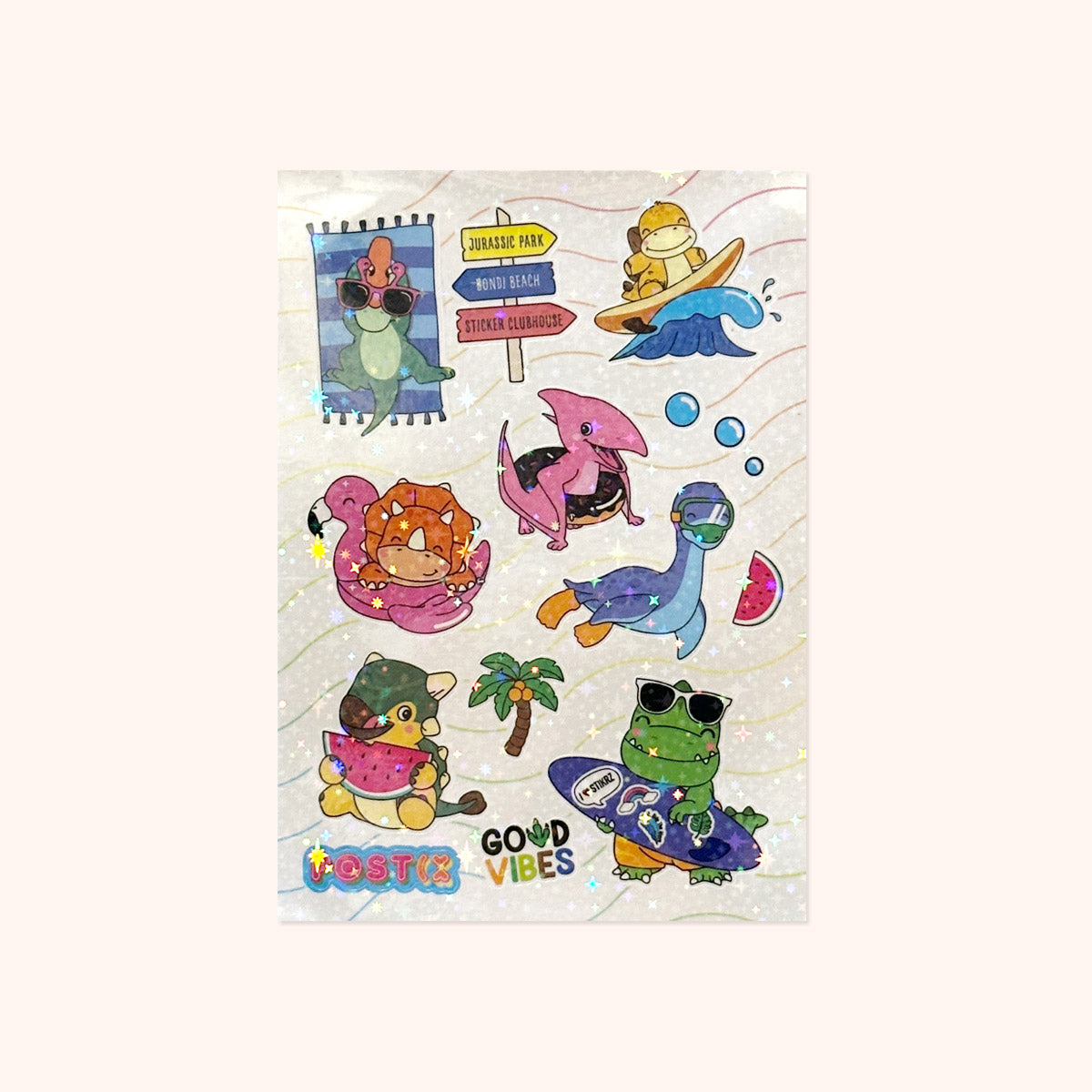 Jurassic Summer A6 Hologram Sticker Sheet