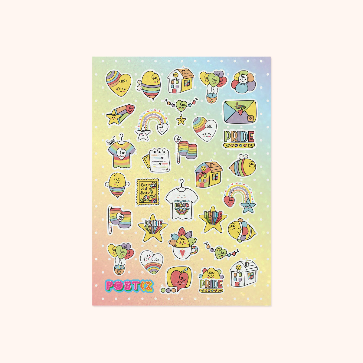 Kawaii Pride Glitter Sticker Sheet