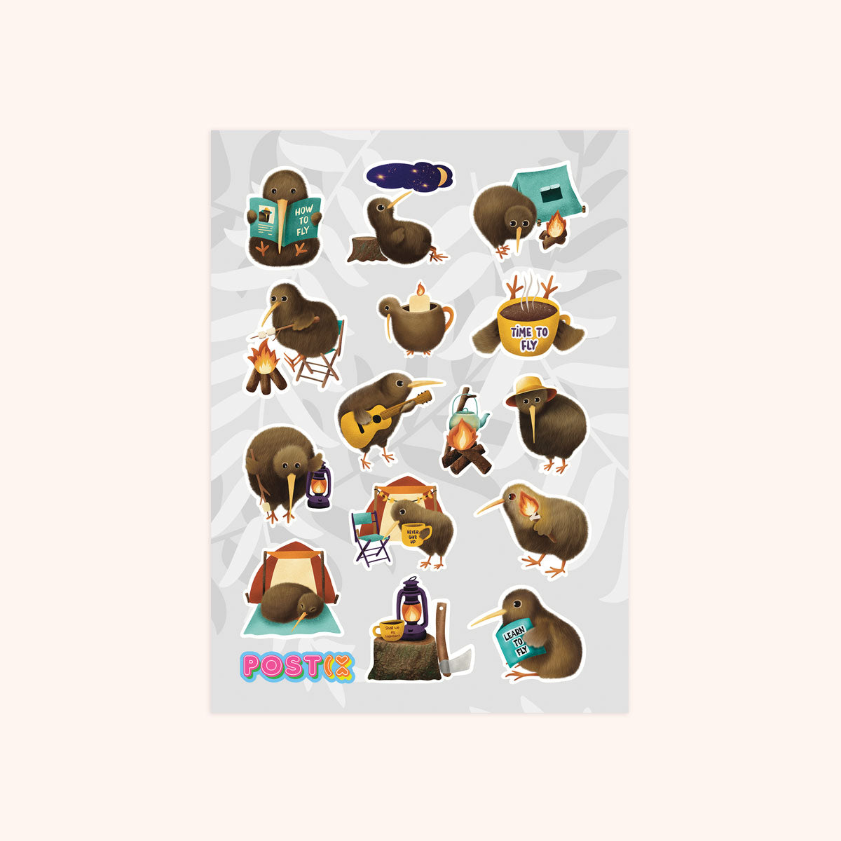 Camping Kiwi A6 Sticker Sheet