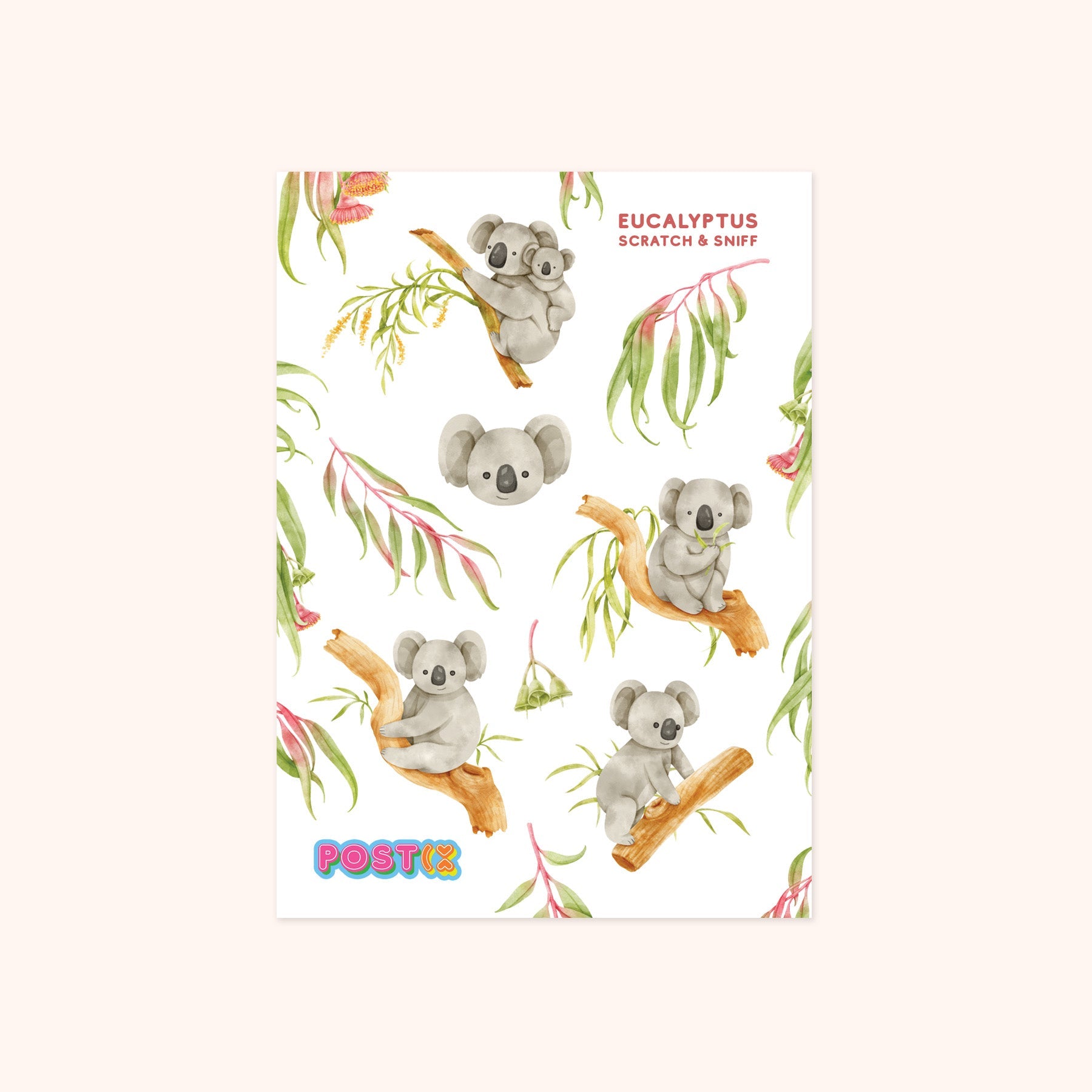 Koalas in Eucalyptus Trees Scratch and Sniff Sticker Sheet