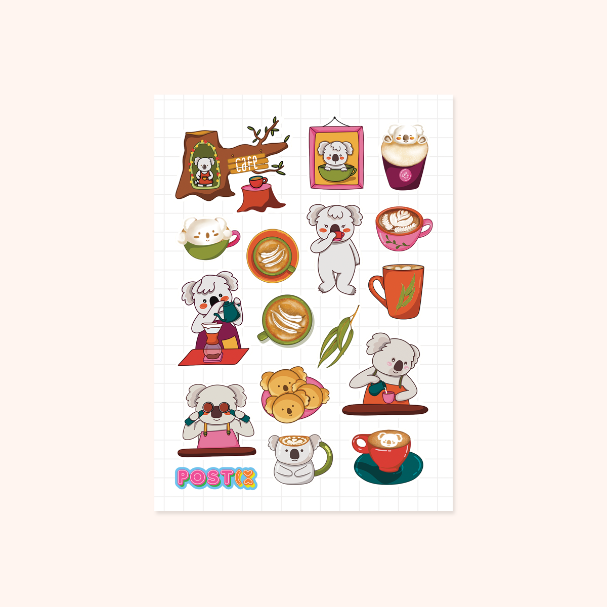 Koala Tea and Coffee Shop Sticker Sheet