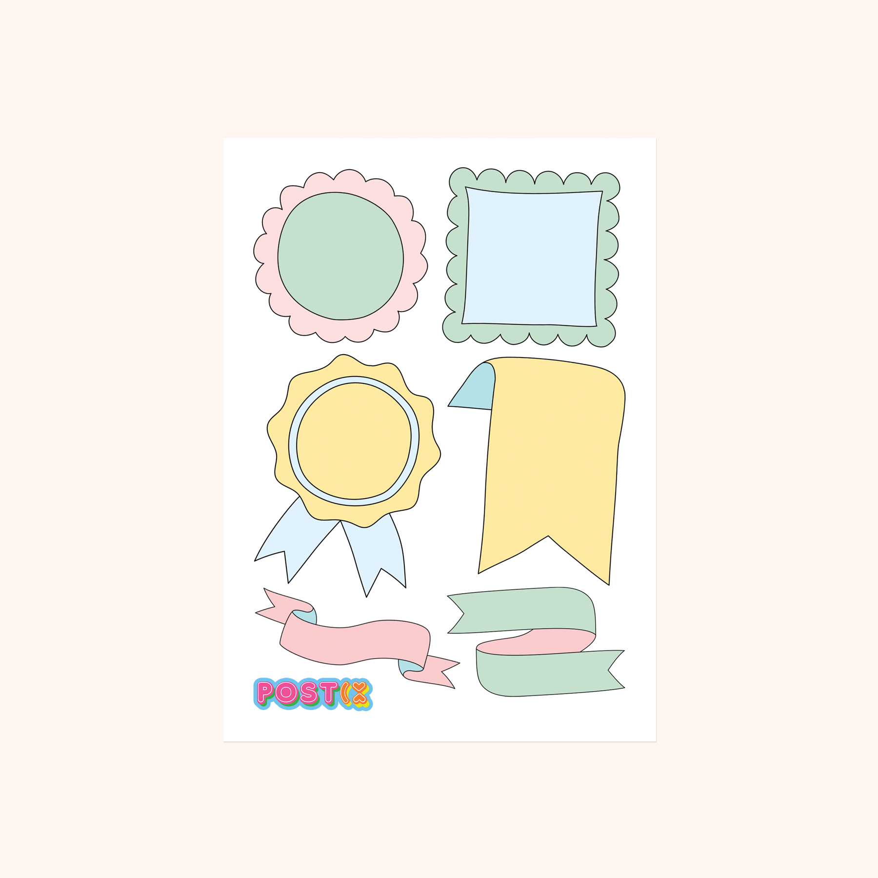 Pastel Sticker Banners Paper Sticker Sheet