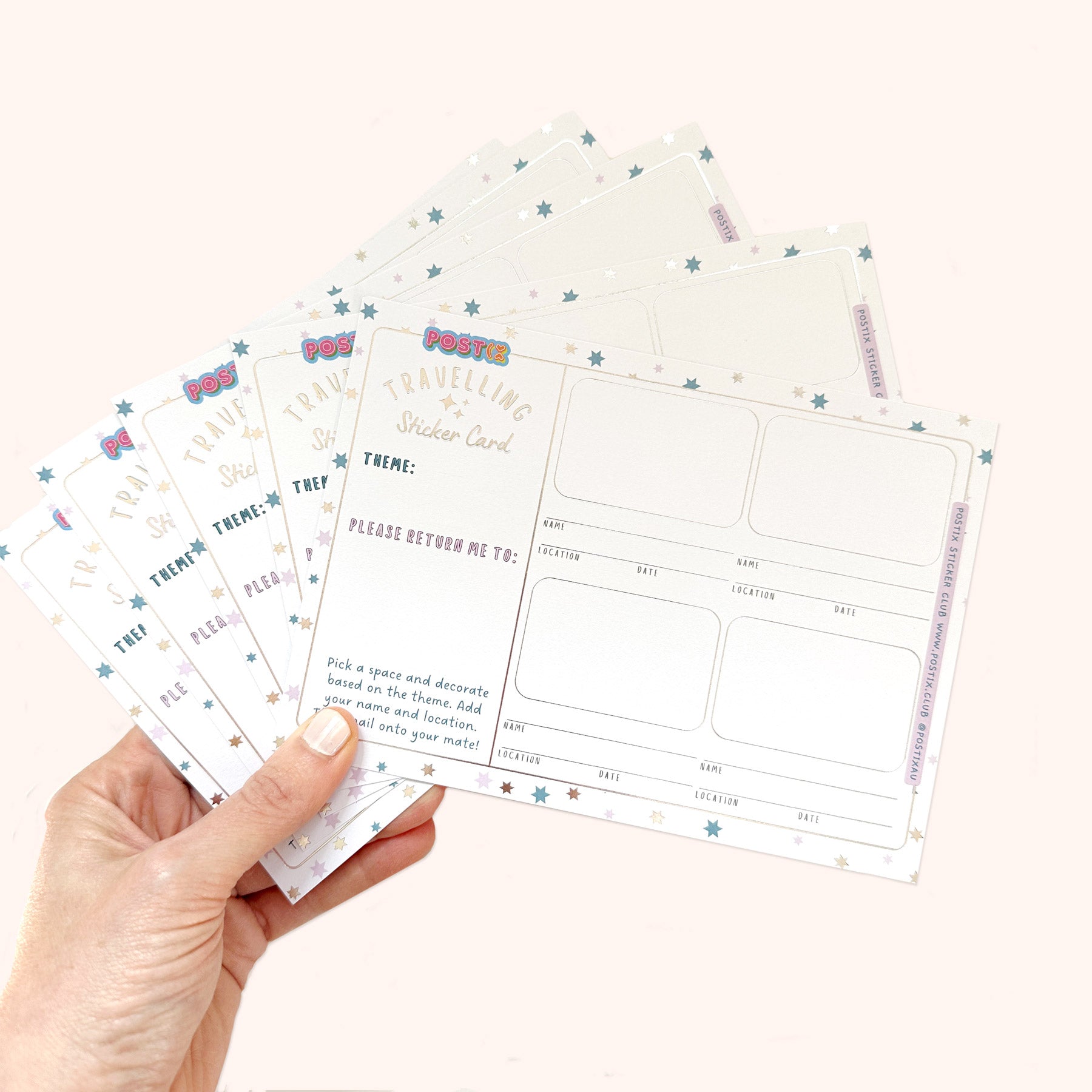 Pastel Jacaranda, Teal & Silver Travelling Sticker Card 5 Pack