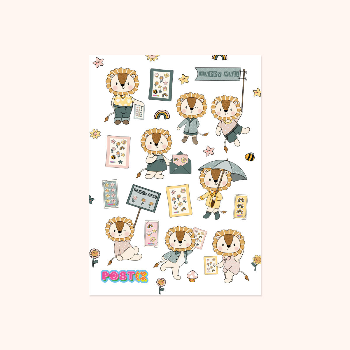 Lions Love Stickers A6 Paper Sticker Sheet