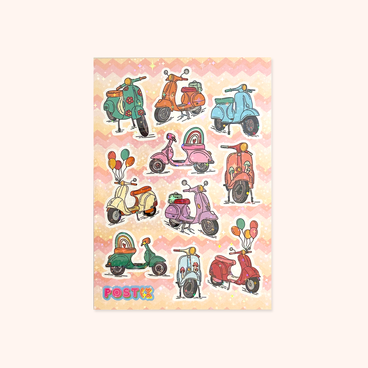 Mod Vespa Vibes A6 Hologram Sticker Sheet