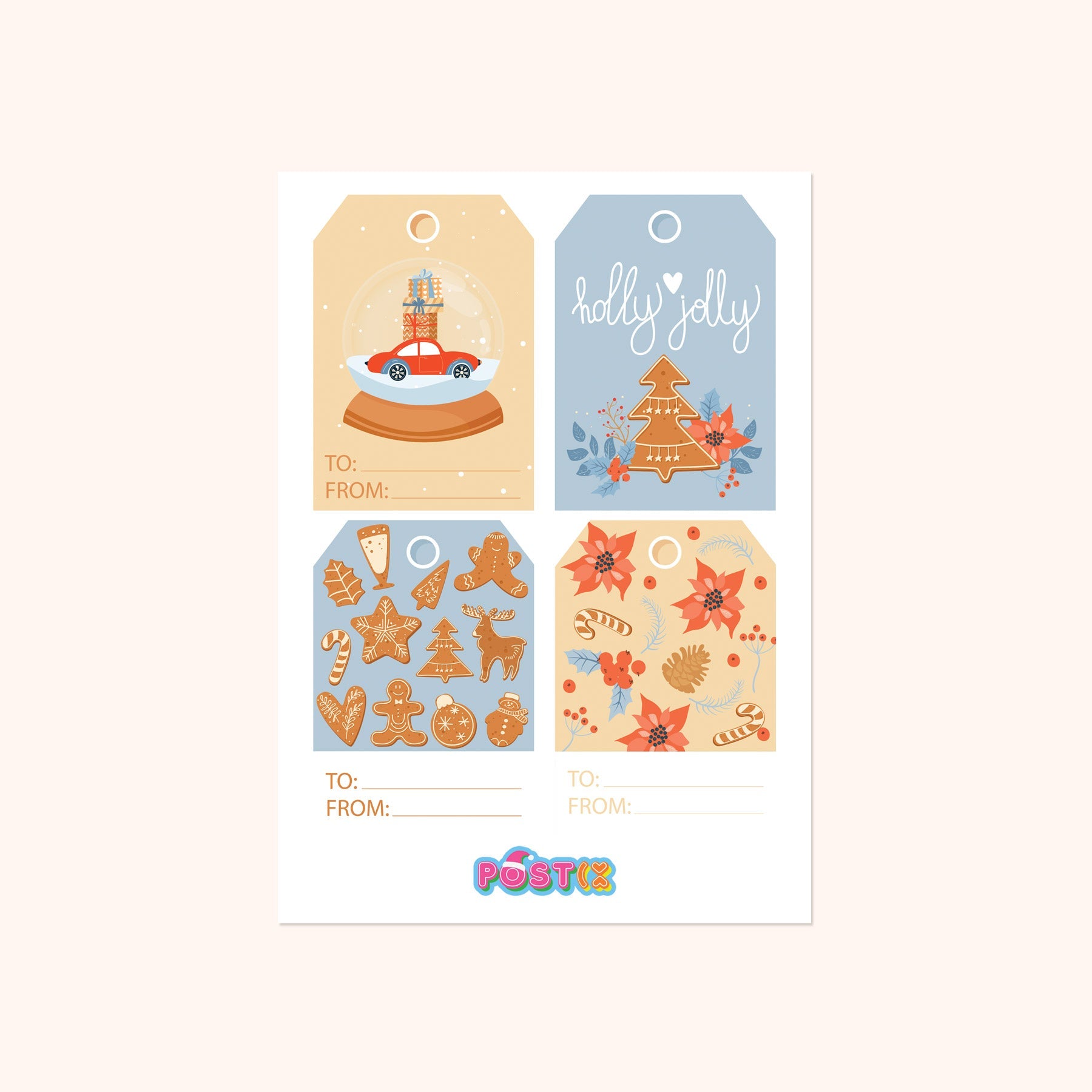 Paper Christmas Labels Sticker Sheet