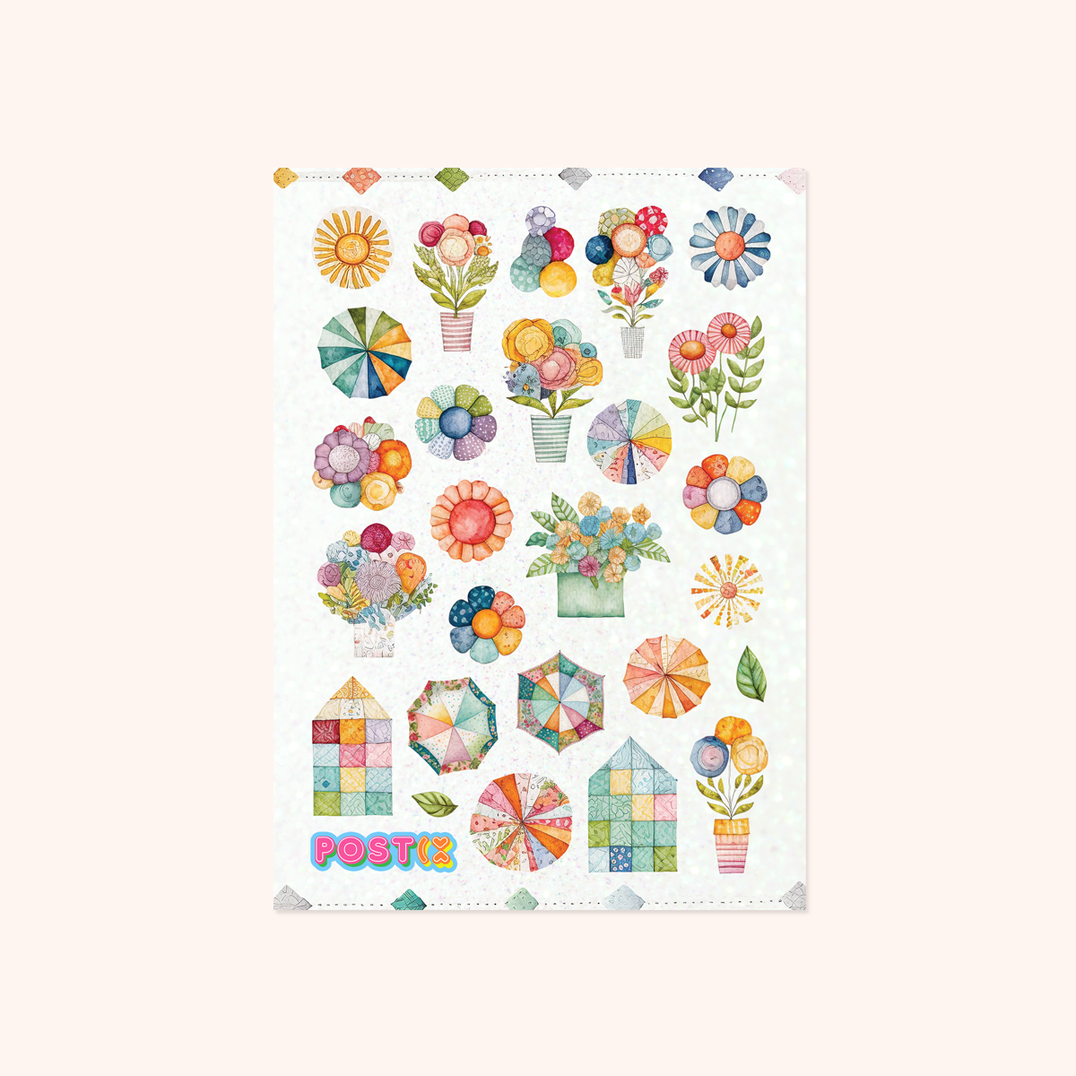 Patchwork Garden A6 Glitter Sticker Sheet