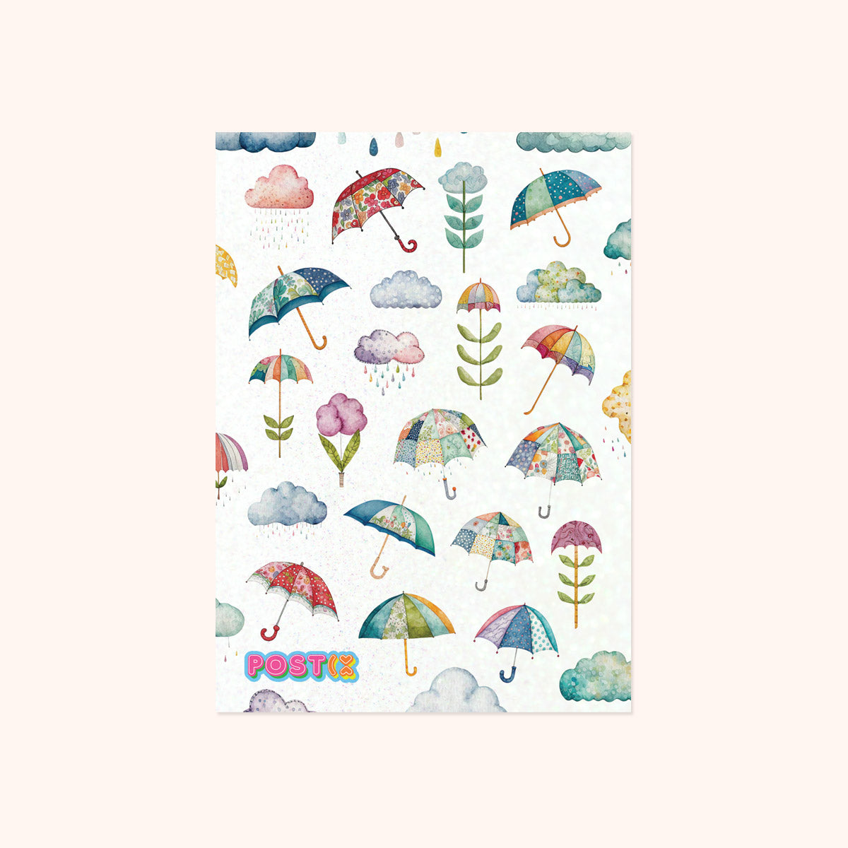 Patchwork Rain A6 Glitter Sticker Sheet