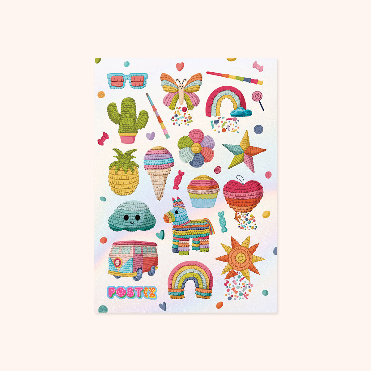 Piñata Bash A6 Hologram Sticker Sheet