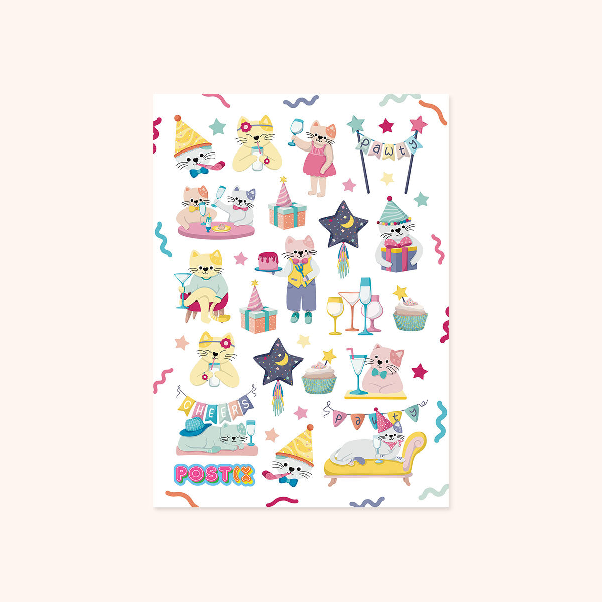 Posh Kitty Party A6 Sticker Sheet