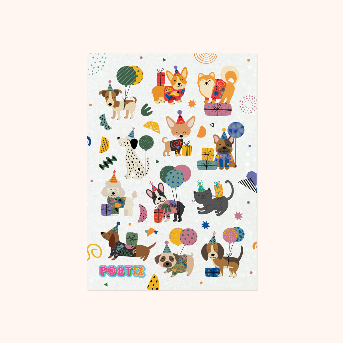 Prahran Party Pups Glitter Sticker Sheet