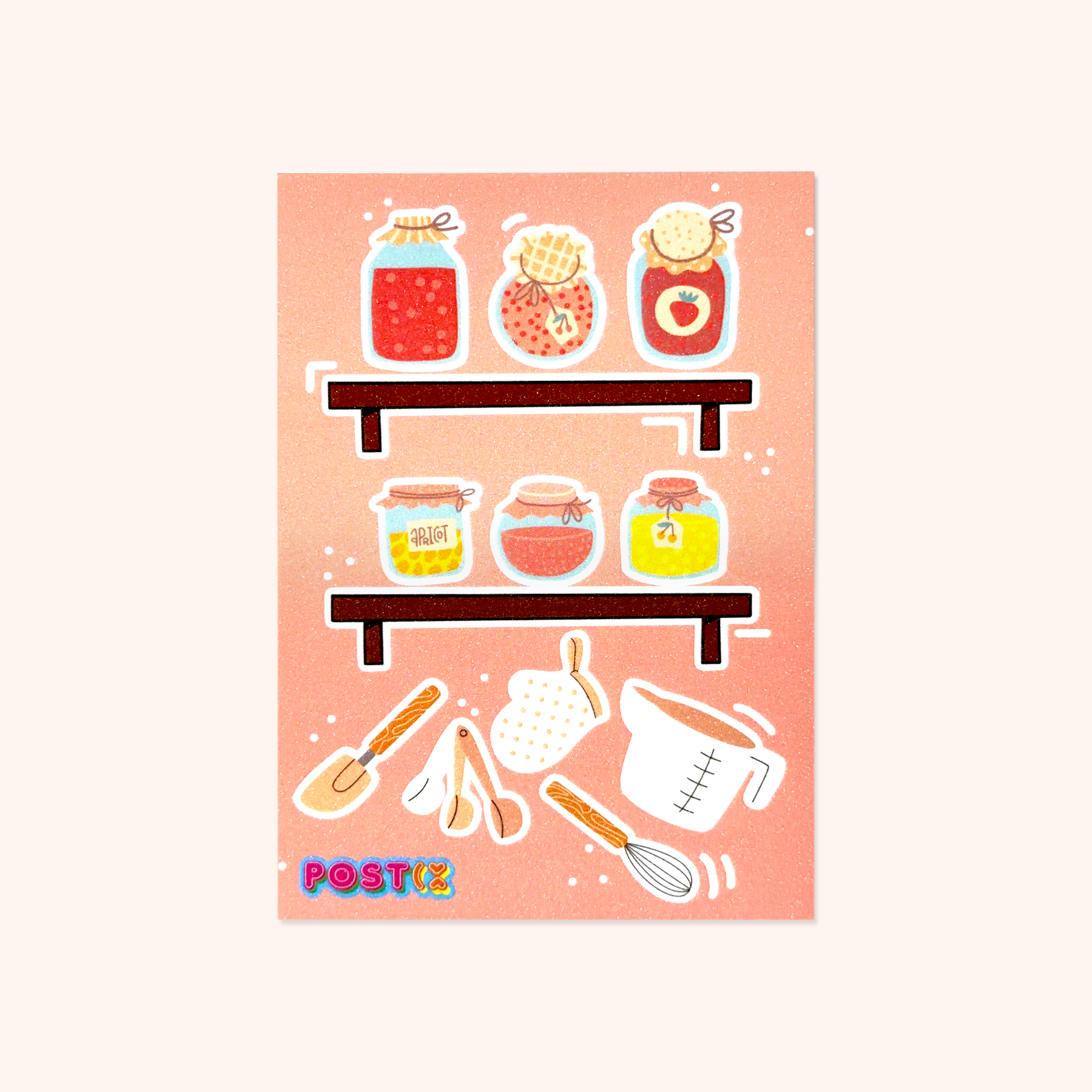 Fruity and Flavourful Jam Jars A6 Glitter Sticker Sheet