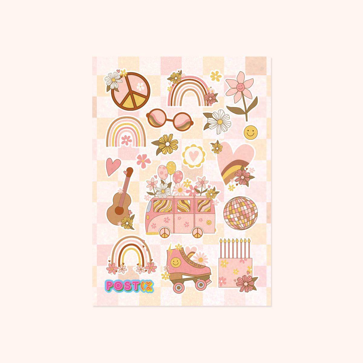 Flower Power Party A6 Glitter Sticker Sheet