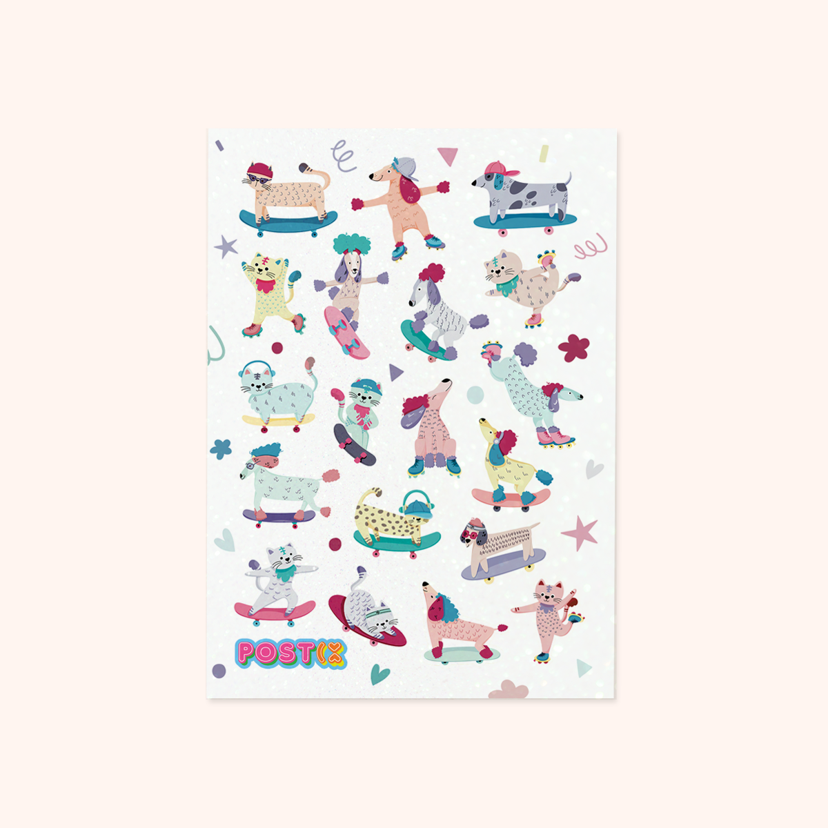 Roller Cats n Dogs Hologram Sticker Sheet