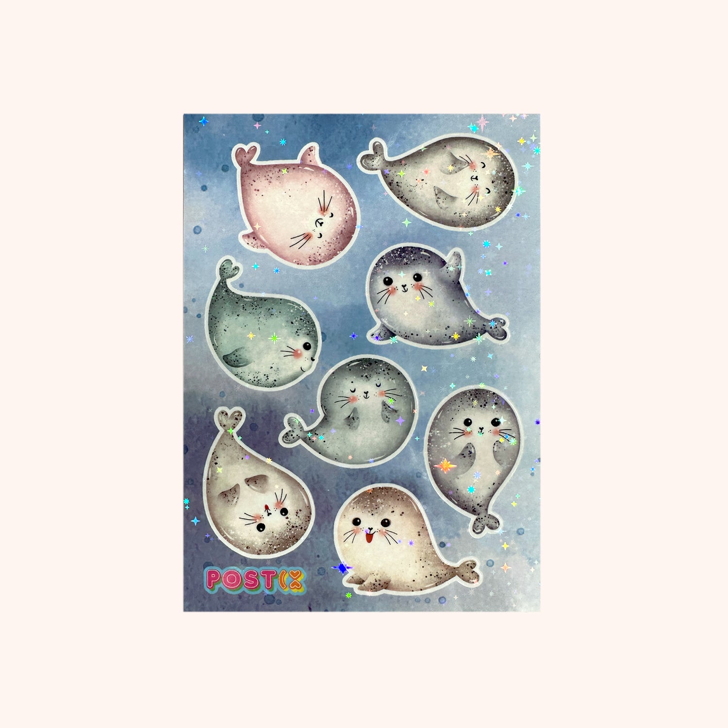 Happy Baby Seals Hologram Sticker Sheet