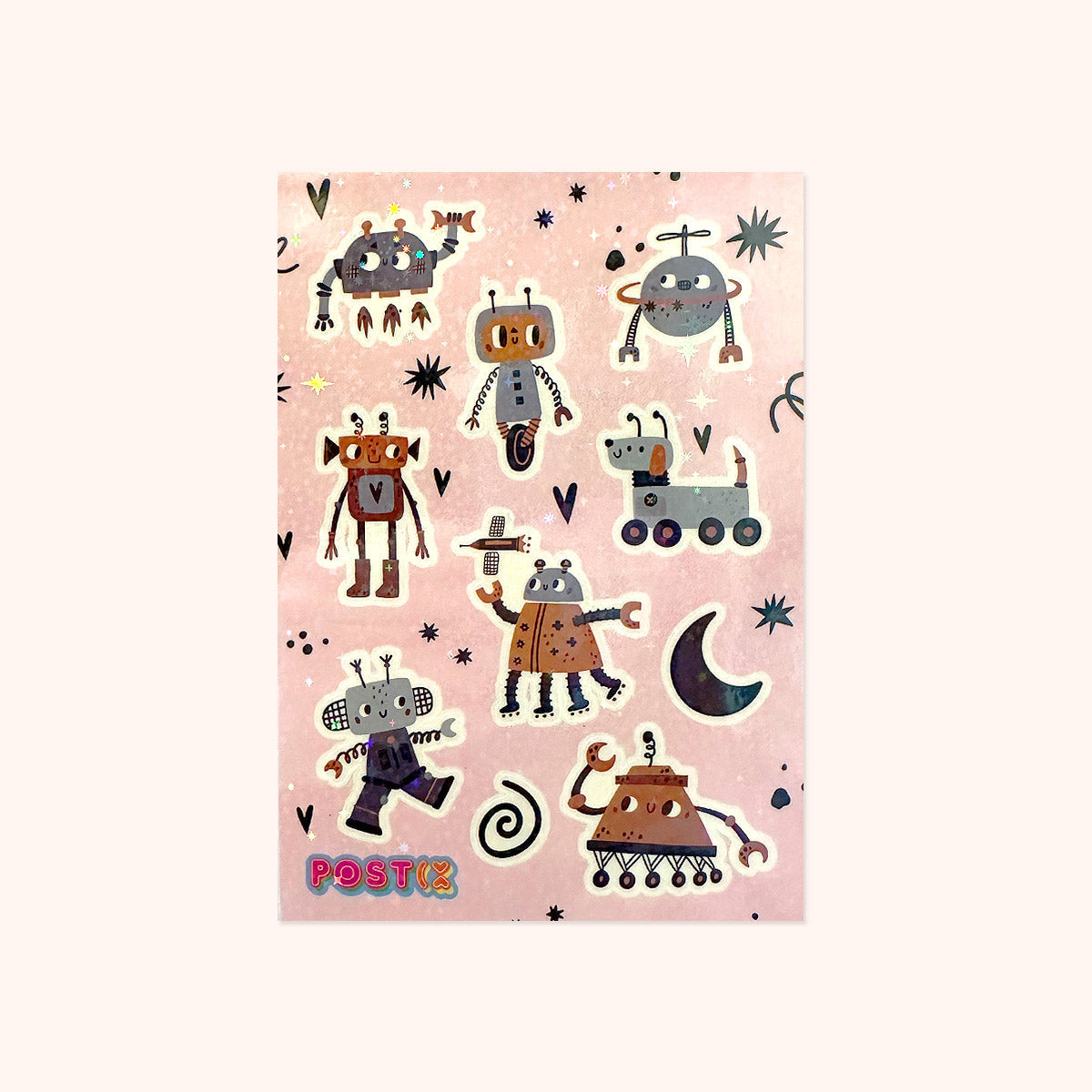 Space Bots Hologram Sticker Sheet