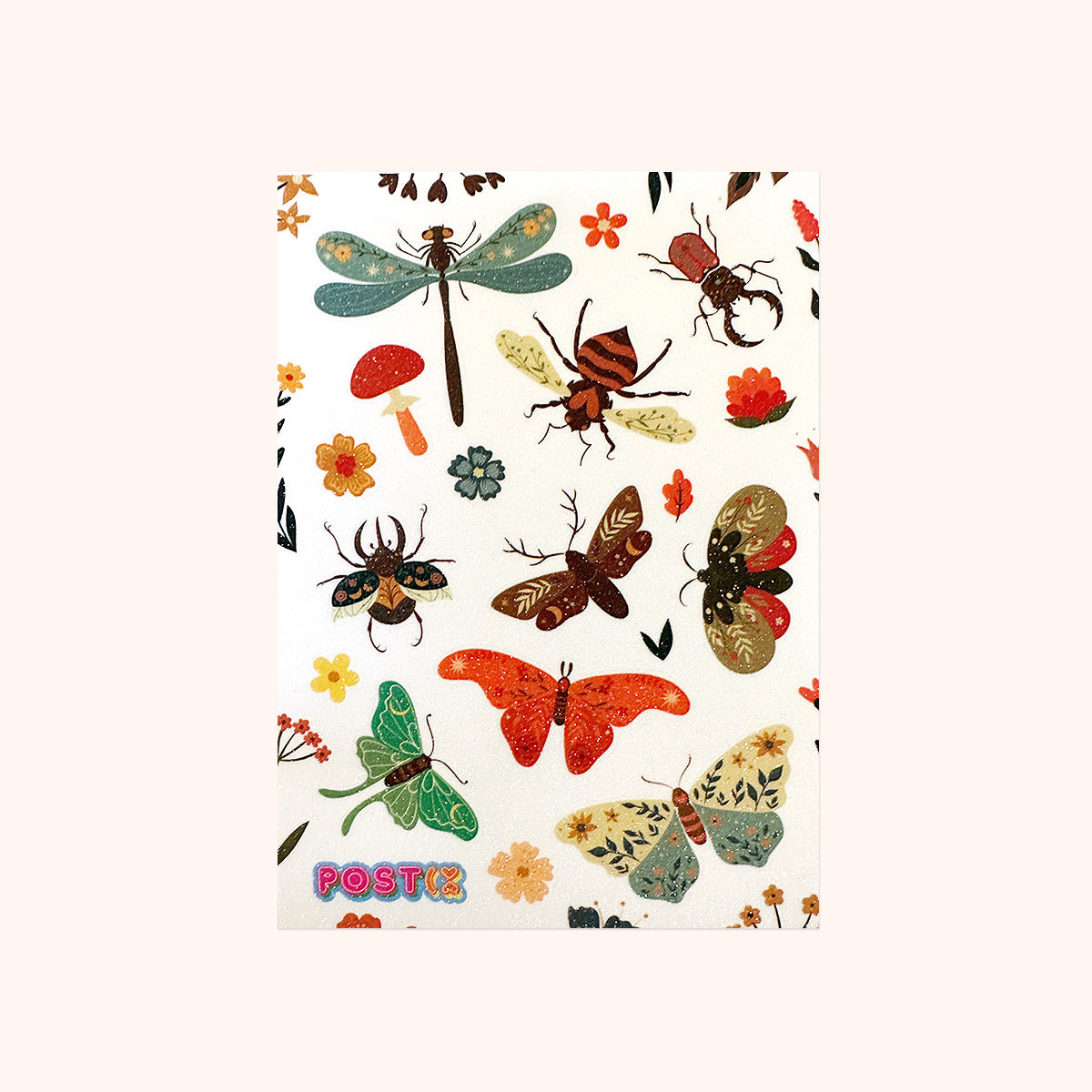 Boho Autumn Bugs Glitter Sticker Sheet