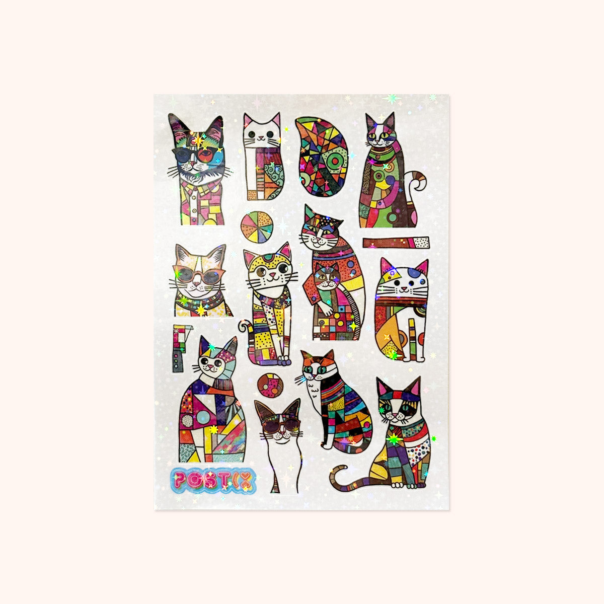 Stained Glass Cats Hologram Sticker Sheet