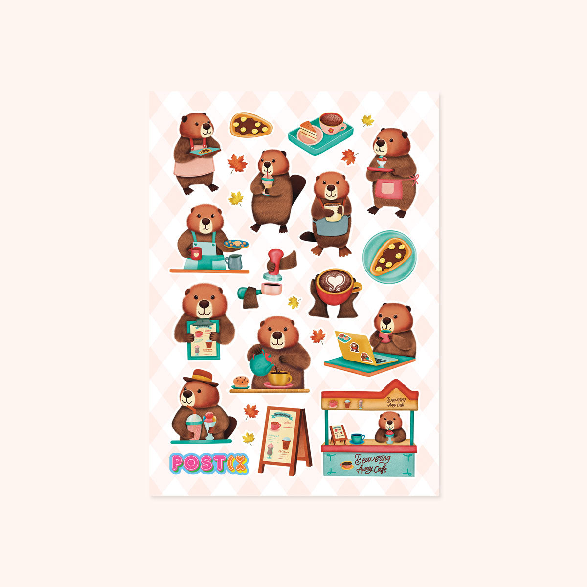 Beavering Away Cafe Sticker Sheet