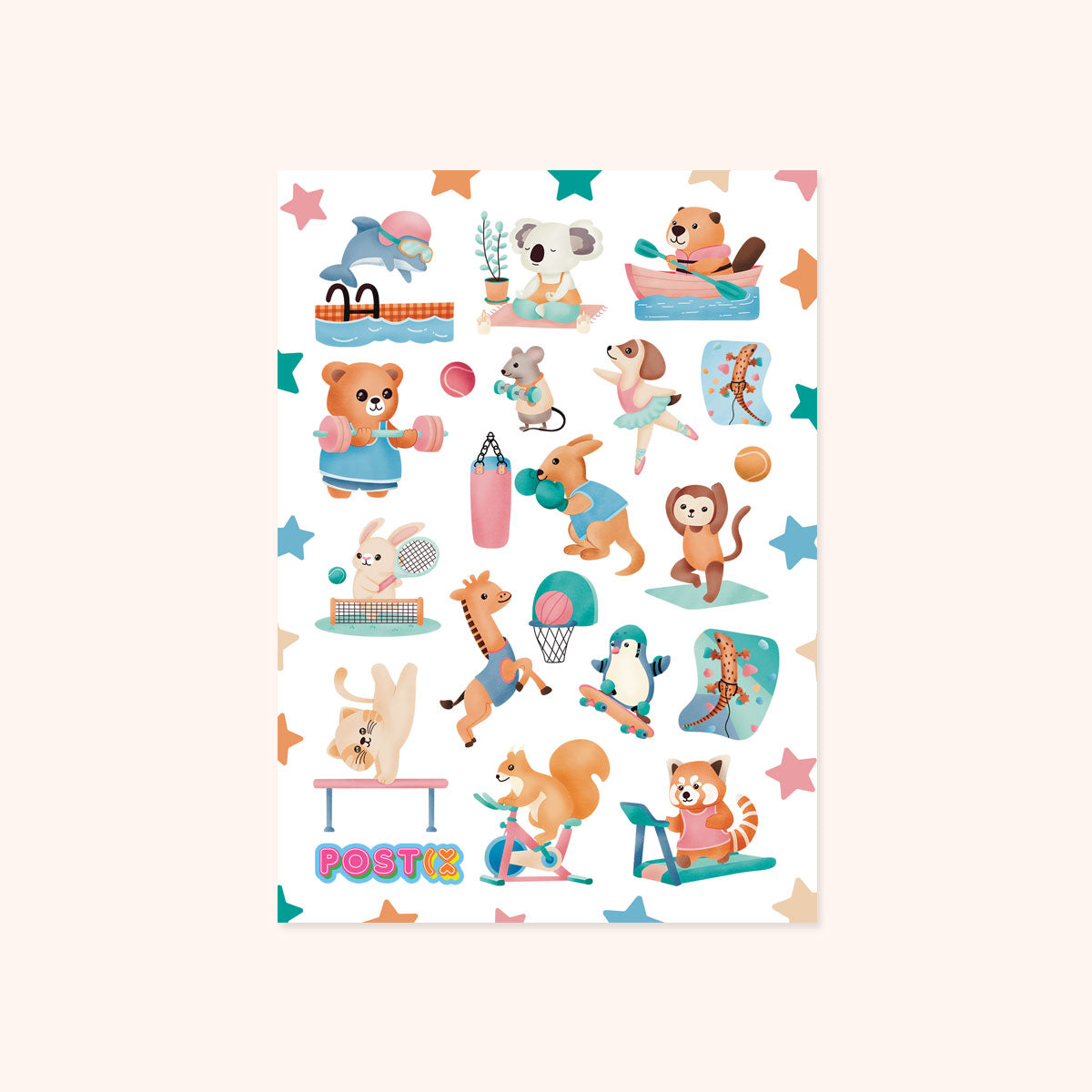 Animal Aerobics A6 Sticker Sheet