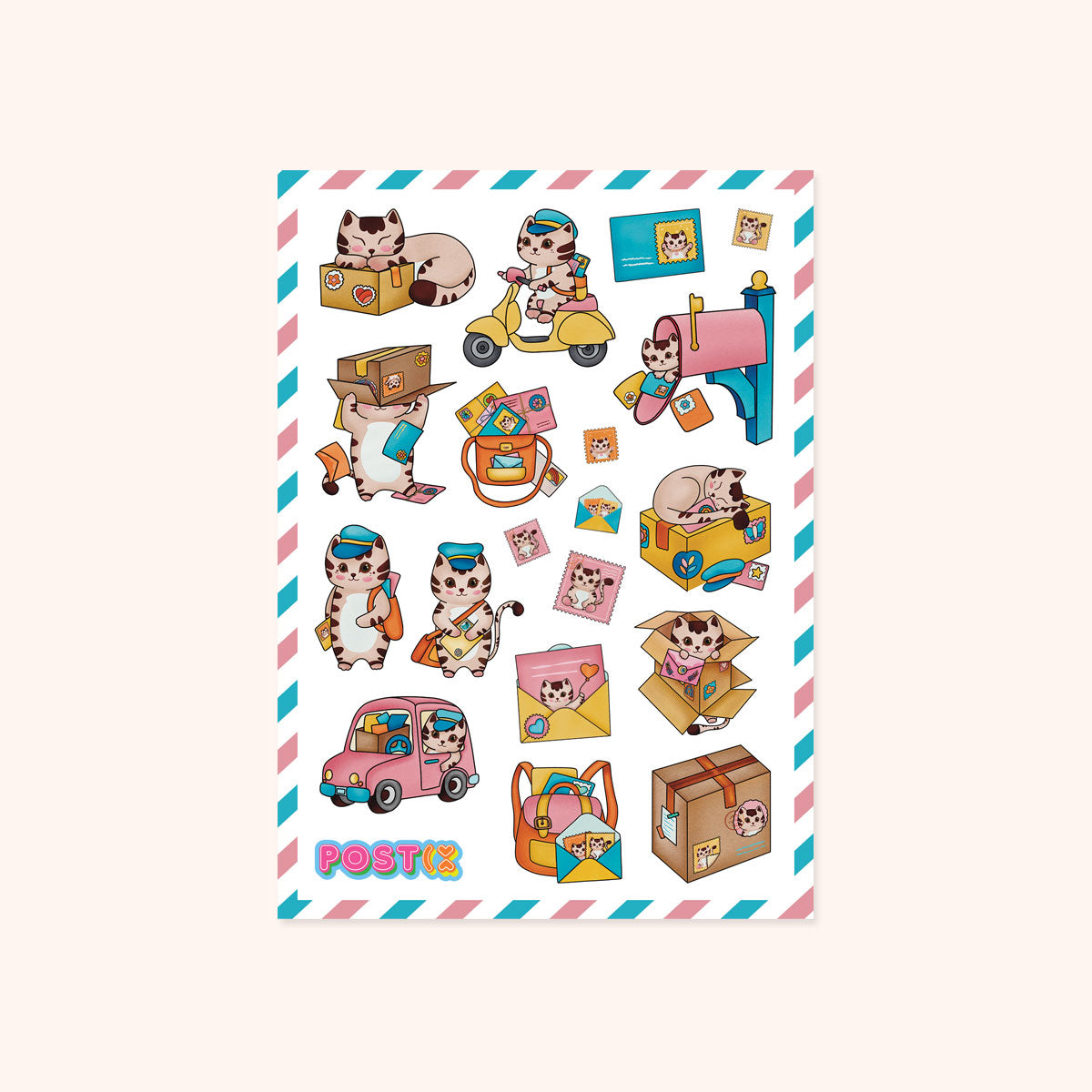 Kitten Courier A6 Sticker Sheet