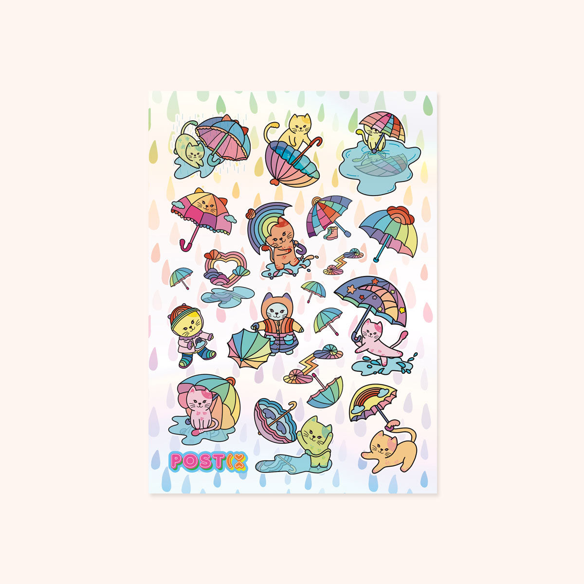 Pawing Rain A6 Hologram Sticker Sheet