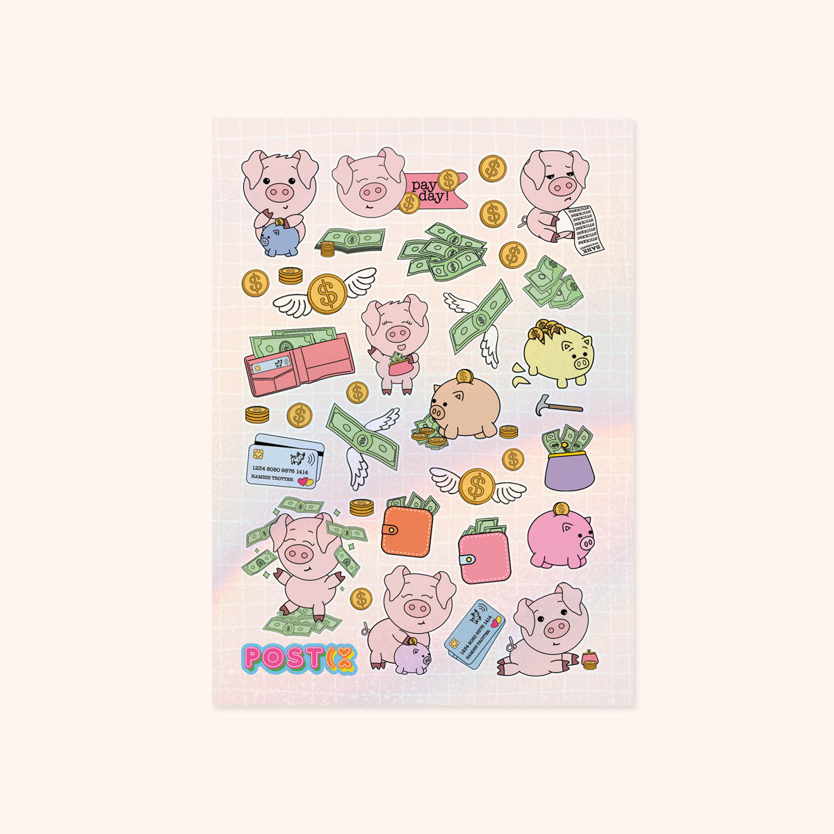 Piggy Made Bank A6 Hologram Sticker Sheet