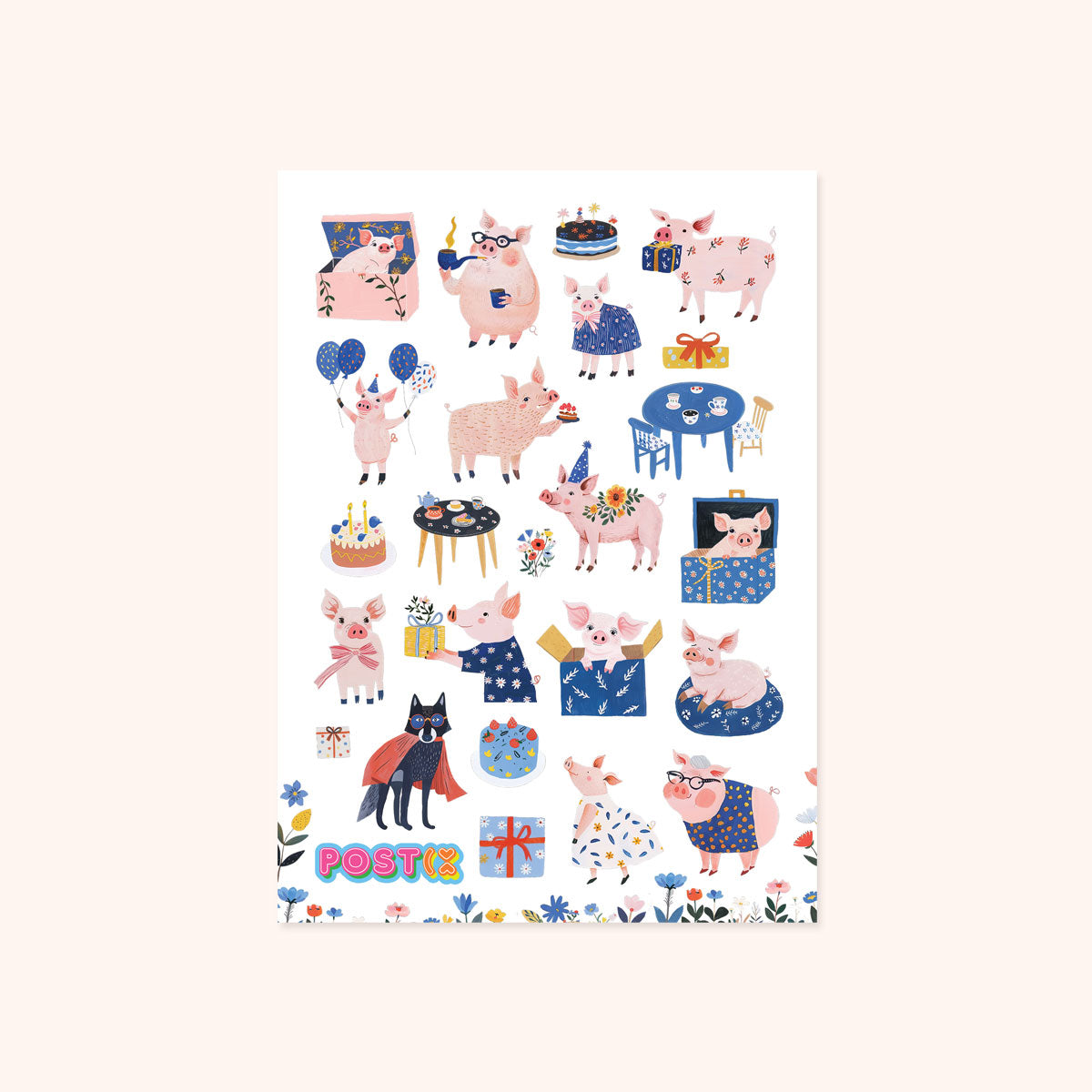 Piggy Party A6 Sticker Sheet