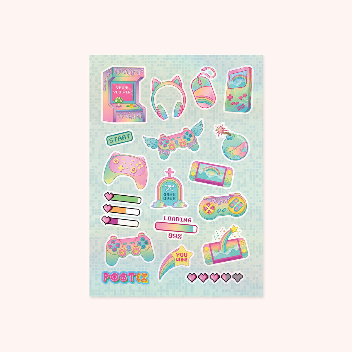 Rainbow Gamer A6 Hologram Sticker Sheet