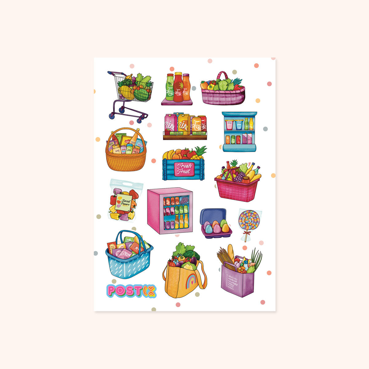 Rainbow Market A6 Sticker Sheet