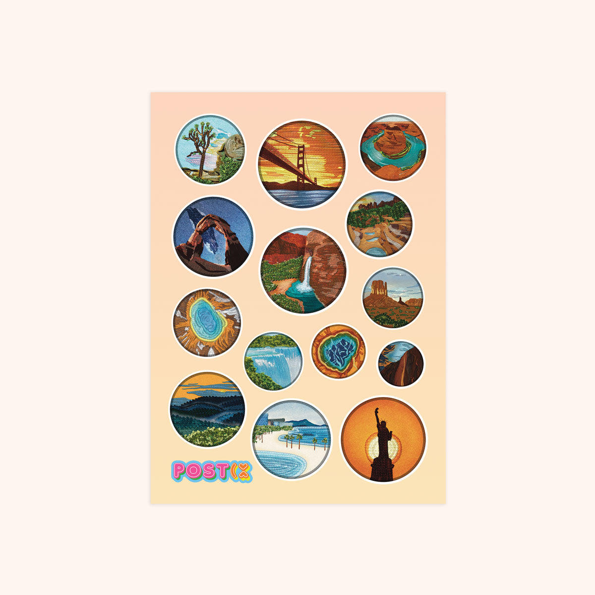 US Landmark Patches A6 Sticker Sheet