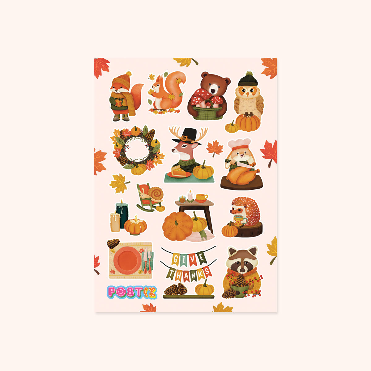 Woodlands Thanksgiving A6 Sticker Sheet