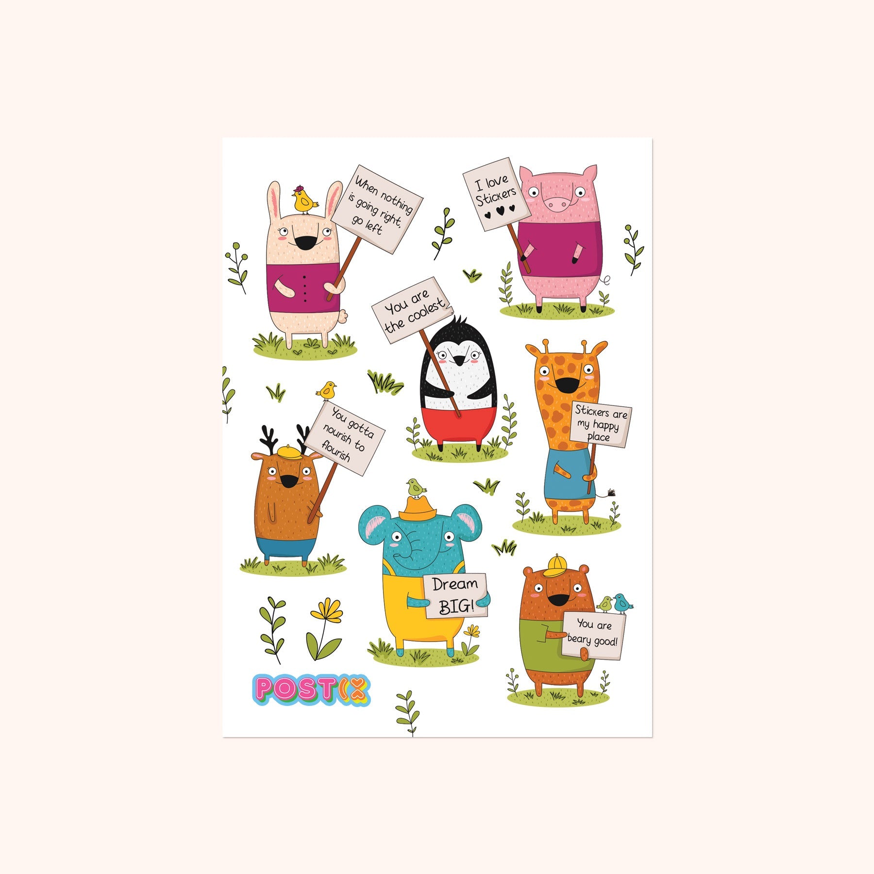 Animal Affirmations Paper Sticker Sheet