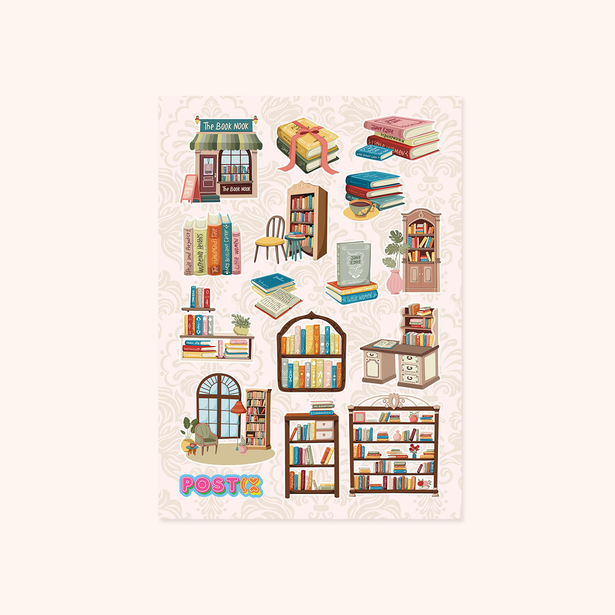 Vintage Book Shop A6 Sticker Sheet