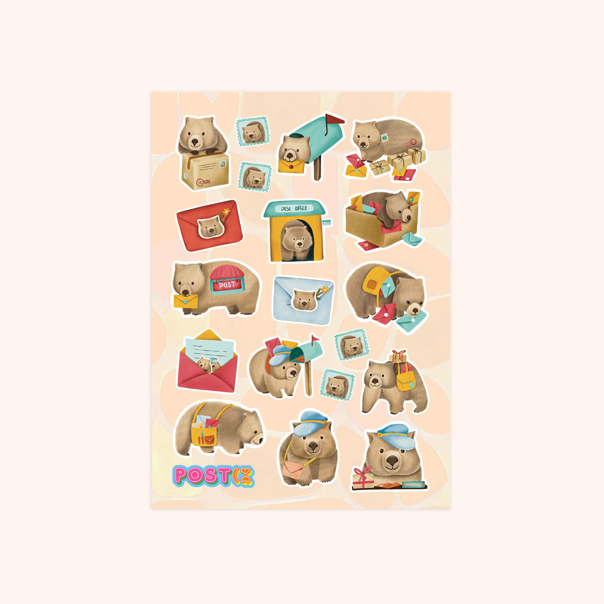 Waddling Wombat Mail A6 Sticker Sheet