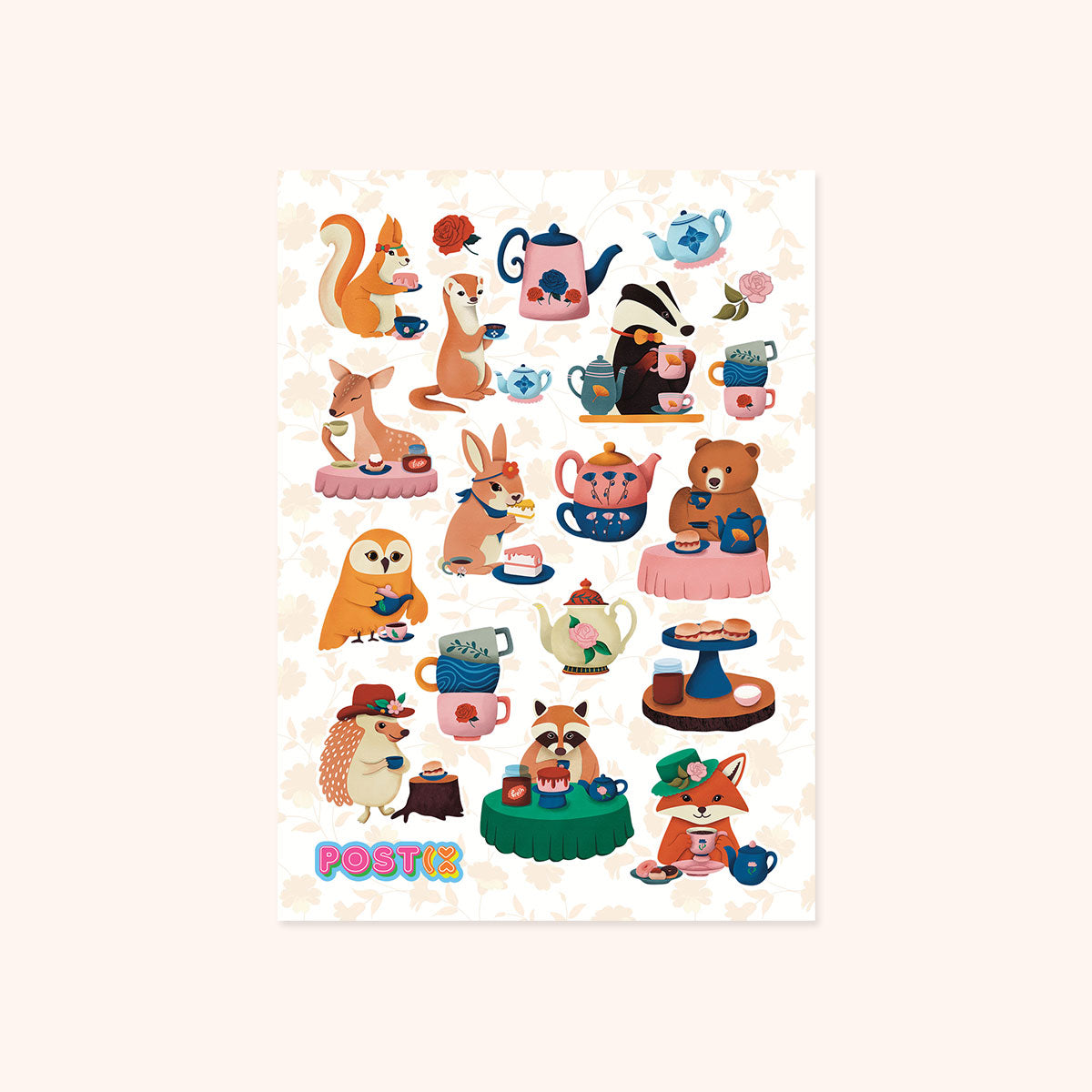 Woodland Tea and Treats A6 Sticker Sheet