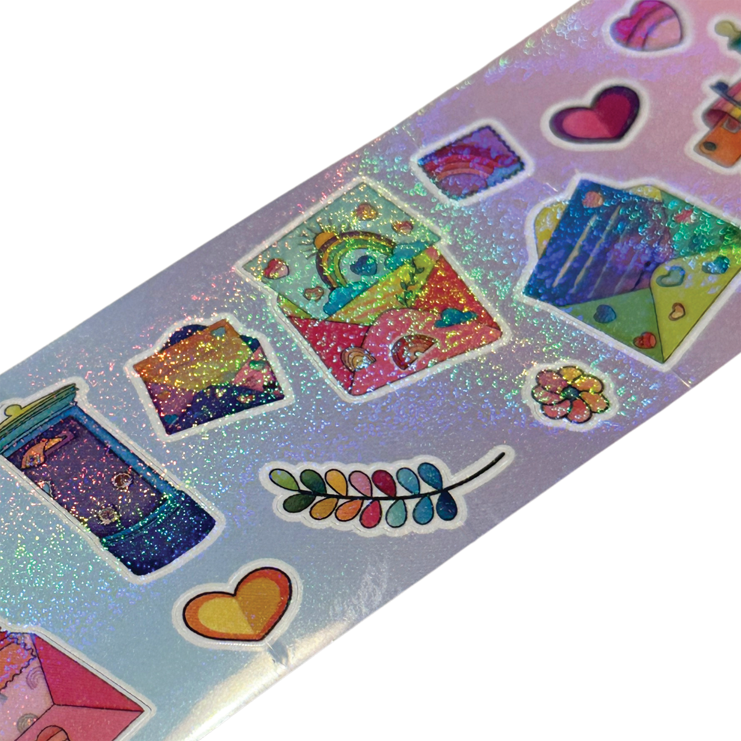 Rainbow Mail Dot Hologram Infinity Sticker Roll