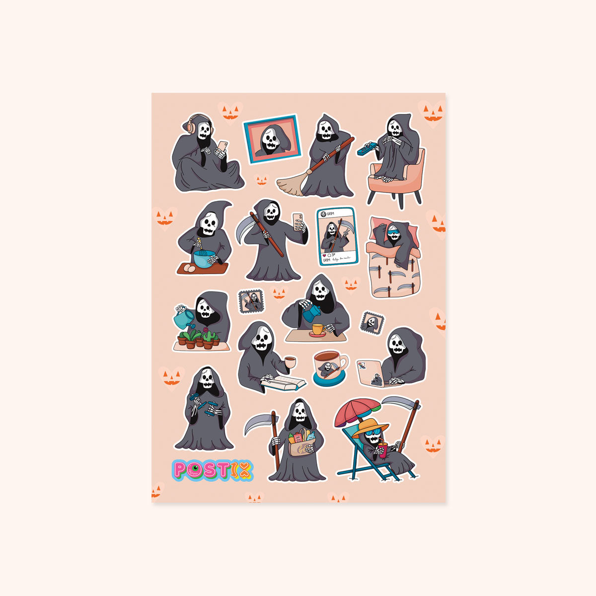 Grim's Day Off A6 Sticker Sheet