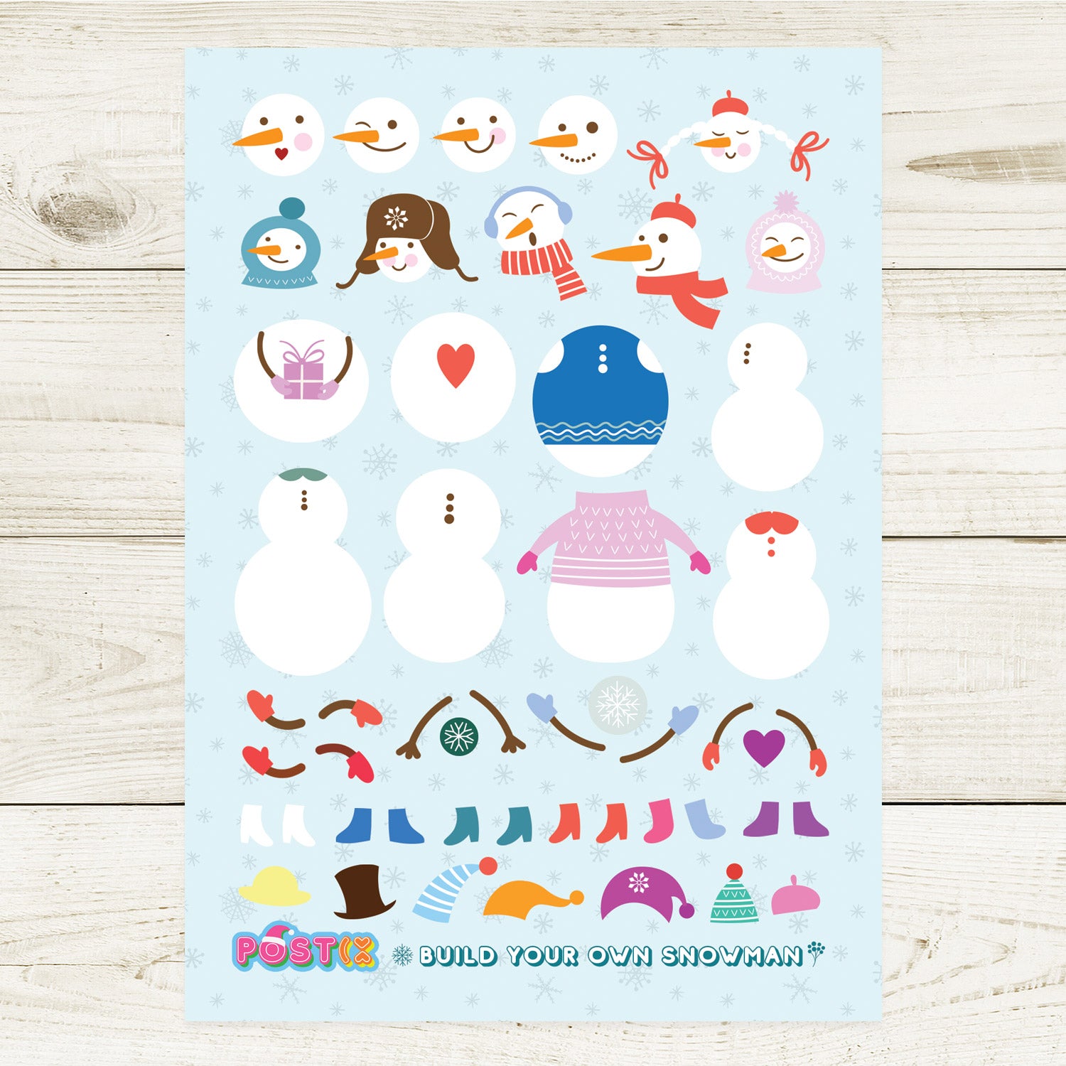 Build Your Own Snowman Sticker Sheet