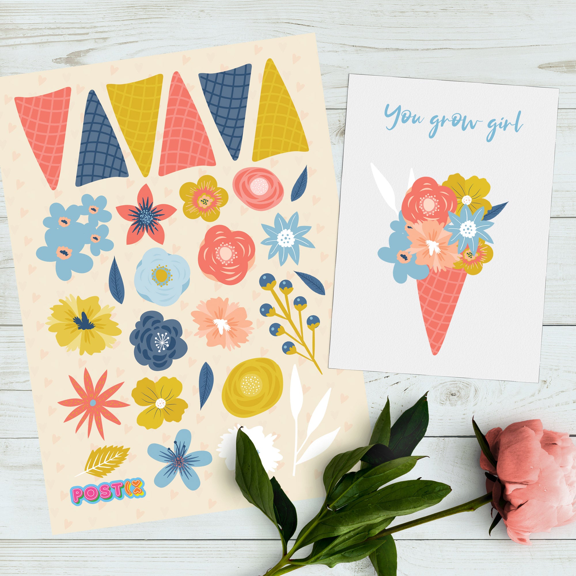 Floral Ice Cream Builder Sticker Sheet