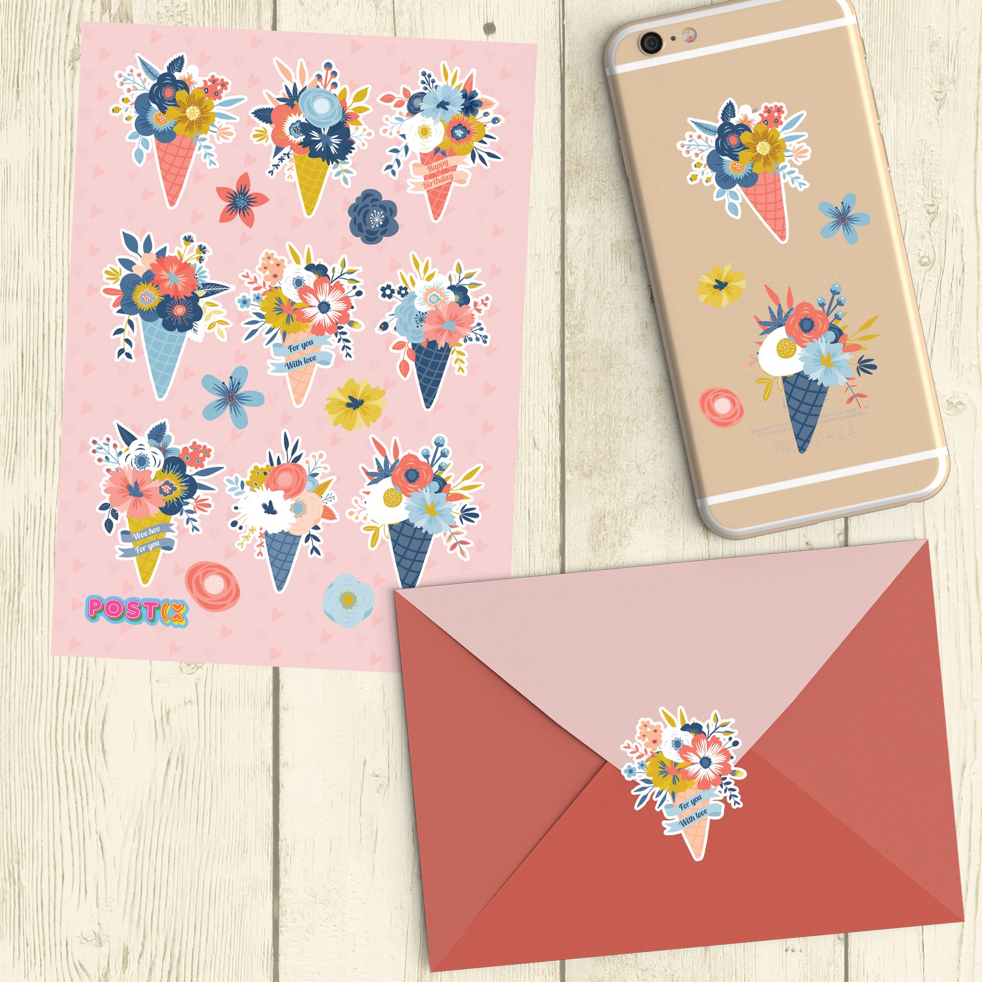 Floral Ice Creams Sticker Sheet