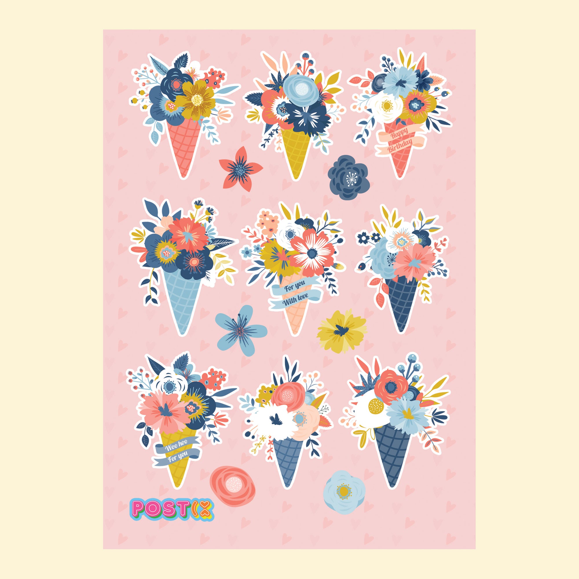 Floral Ice Creams Sticker Sheet