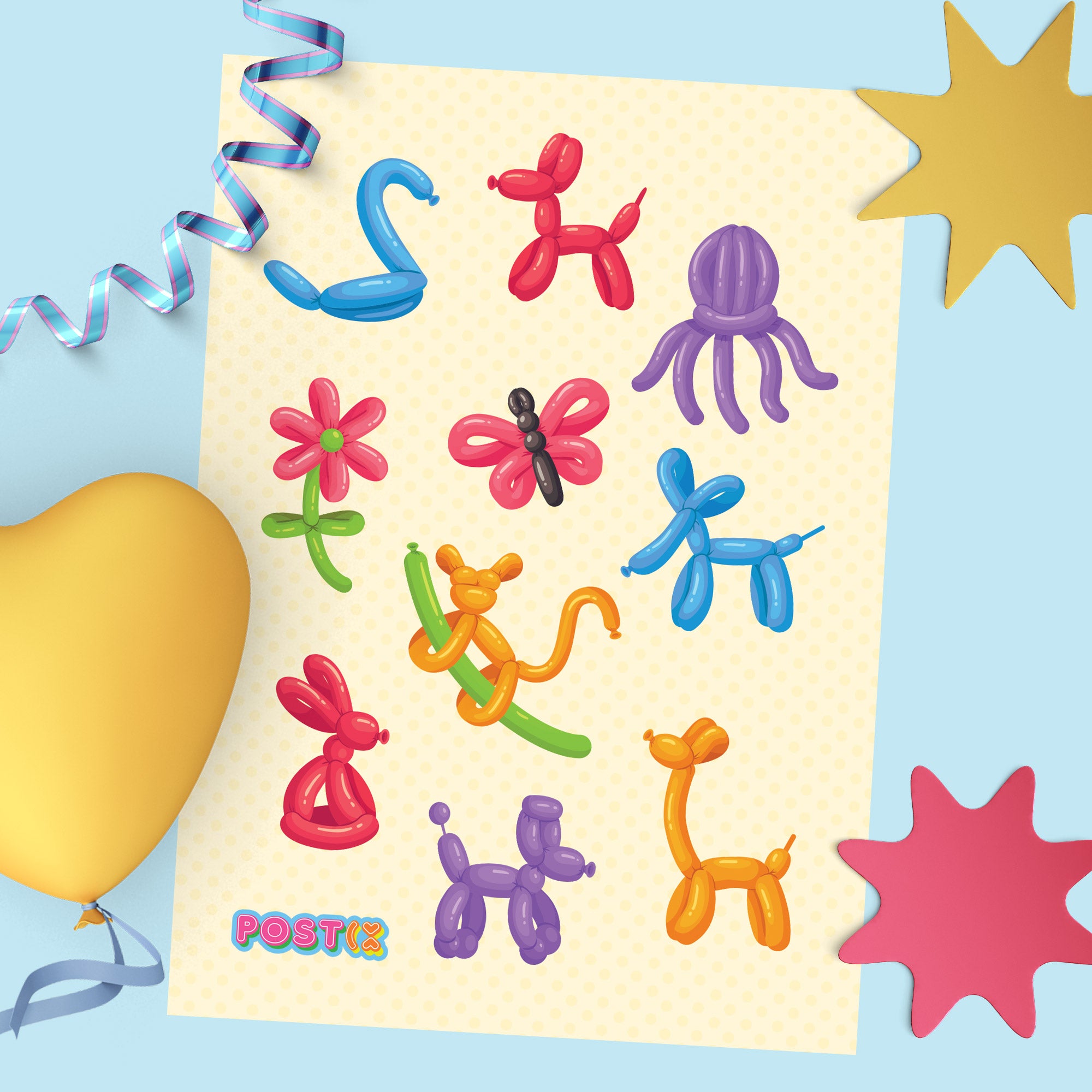 Party Animals Sticker Sheet