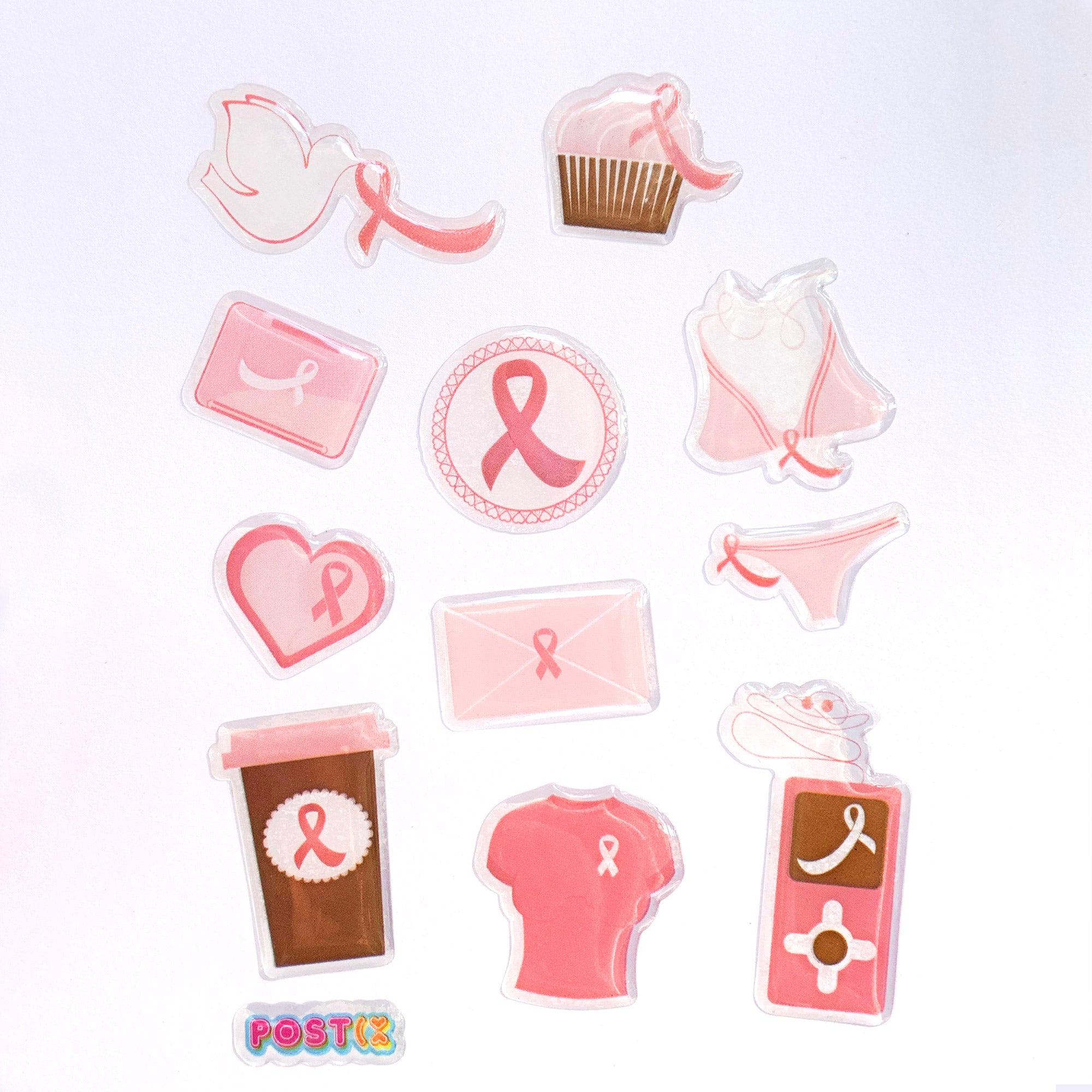 Pink Ribbon 3D Sticker Sheet