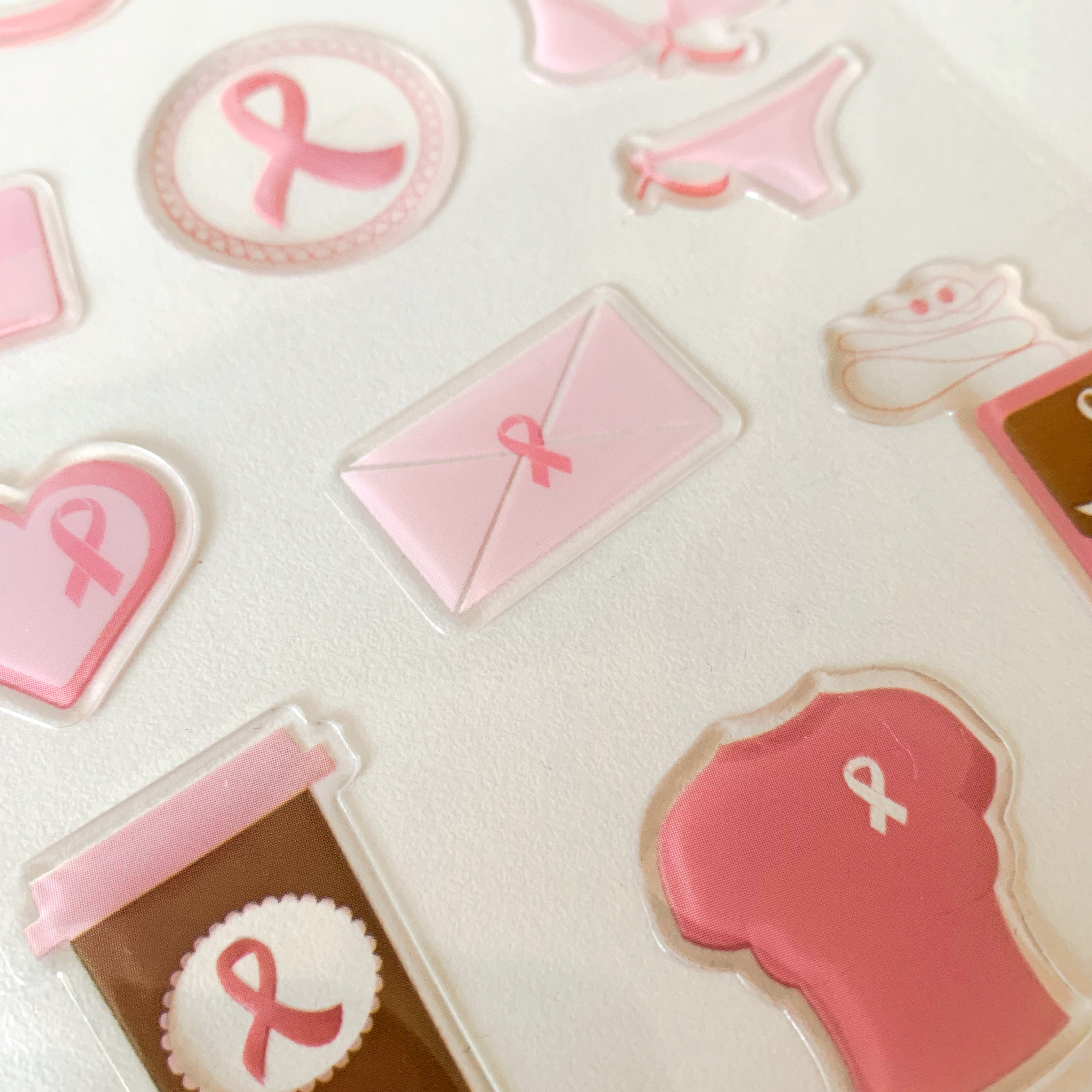 Pink Ribbon 3D Sticker Sheet