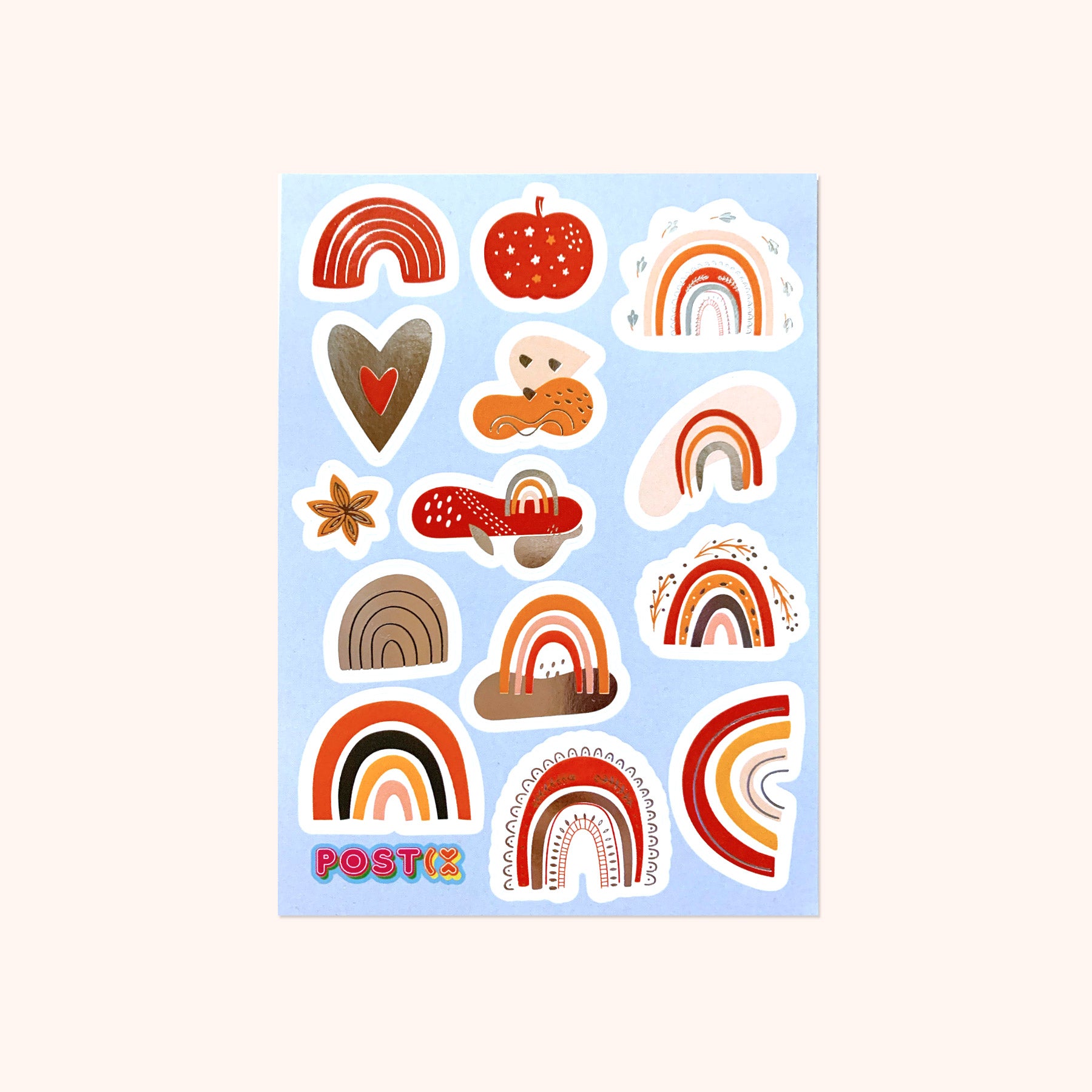 Abstract Autumn Rainbows A6 Silver Foil Sticker Sheet